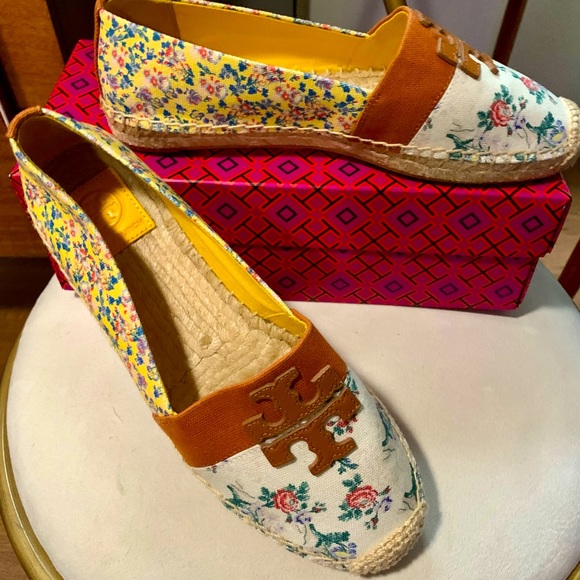 TORY BURCH WESTON FLAT ESPADRILLE FRENCH PAISLEY FLORAL/LIBERTY DITSY SZ US 8.5 - Picture 2 of 6